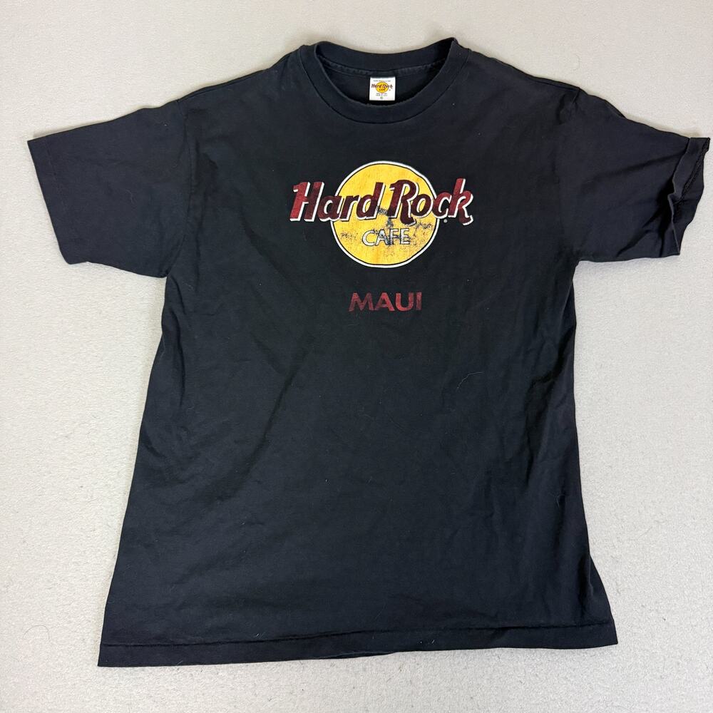 Hard Rock Cafe Maui T Shirt XL Black Made In USA 100% Cotton Graphic Tee